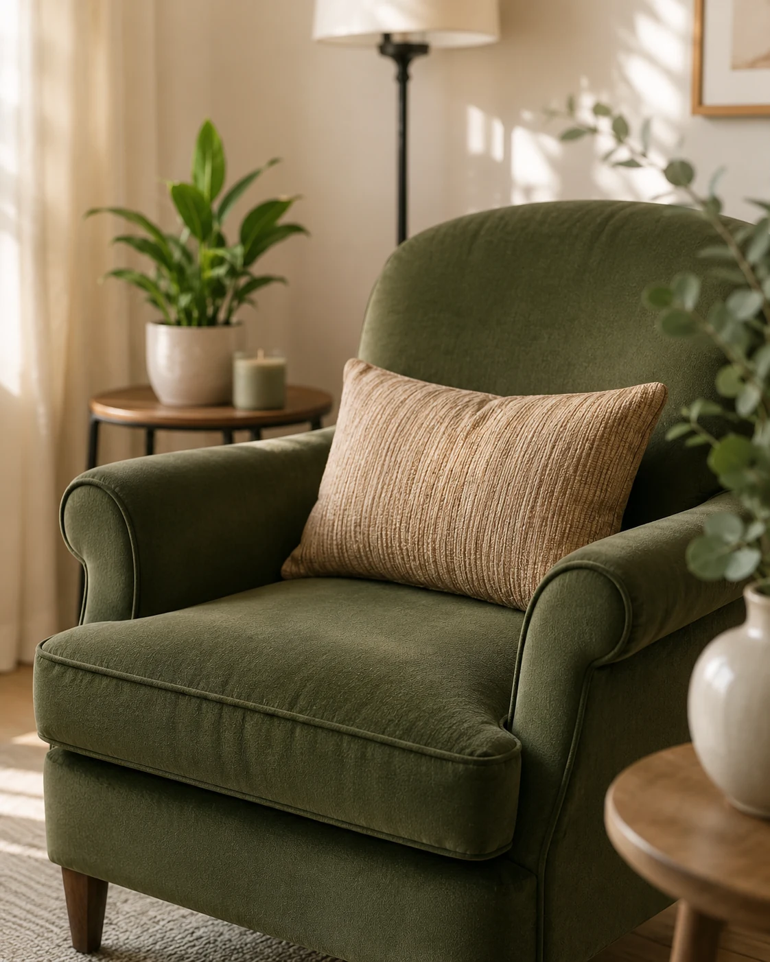 A green chair in the therapy office